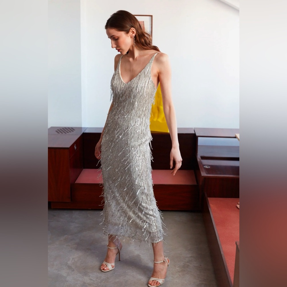 NWOT Silver Sequin Party Dress